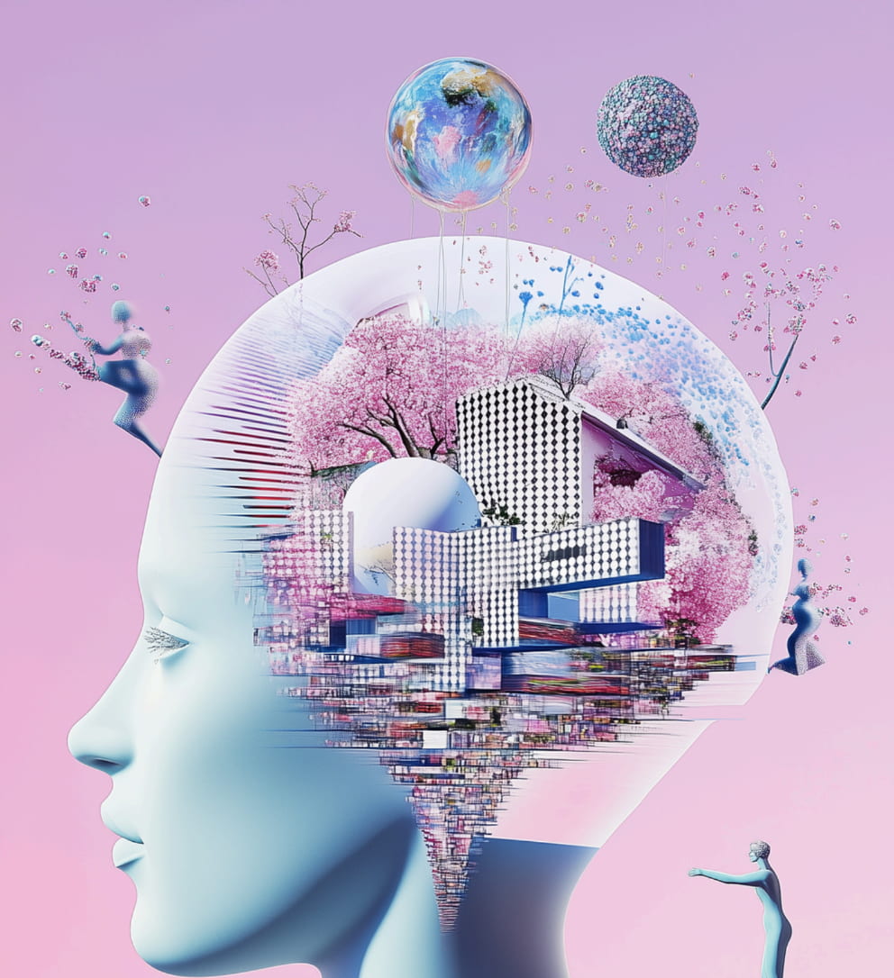 head of a robot in which constructions can be seen